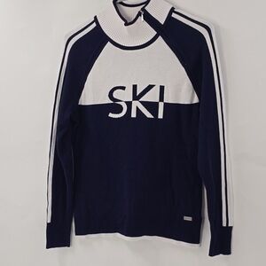 NILS Navy and White Fitted Ski Sweater Size Medium